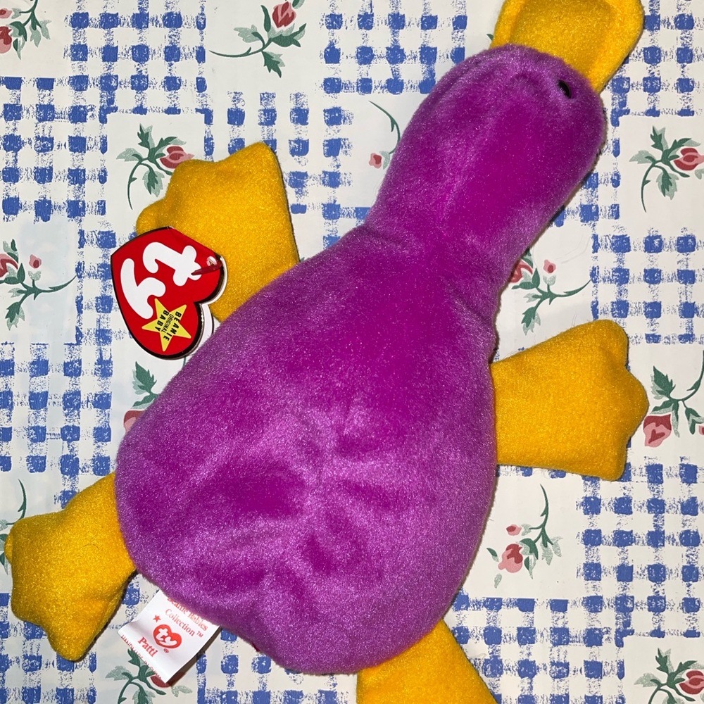 Vintage Original Patti Platypus magenta Beanie Babies tag flaws! Rare